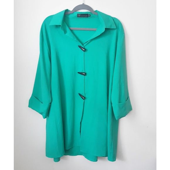 Vintage Green Button Down Shirt - Picture 1 of 6